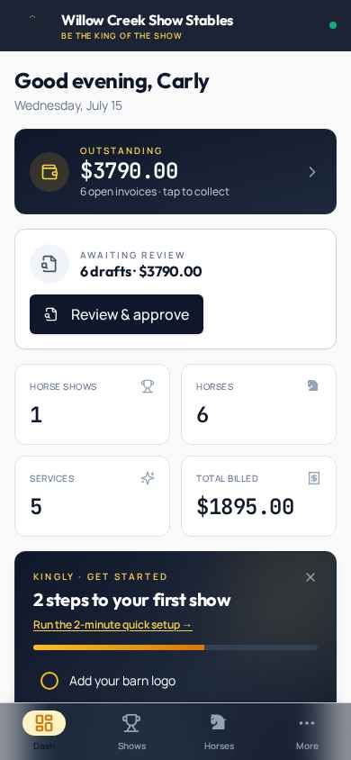 Kingly trainer dashboard